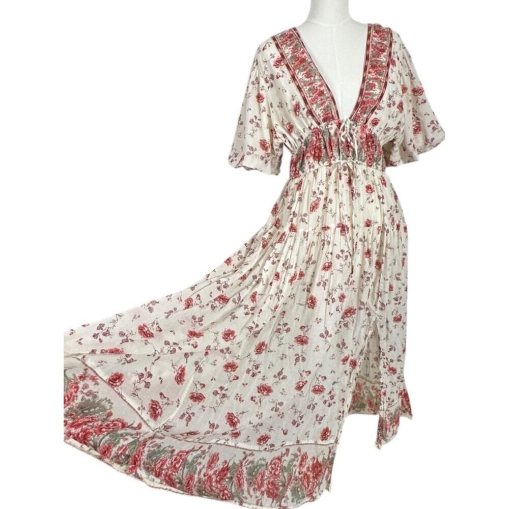 Free People Dainty Ethereal Cottage Floral Lysette Maxi Dress Medium Bohemian - Picture 3 of 15